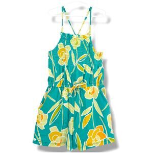 Tea Collection Smocked Strappy Shorts Romper Girls 12 Dos Gardenias Floral